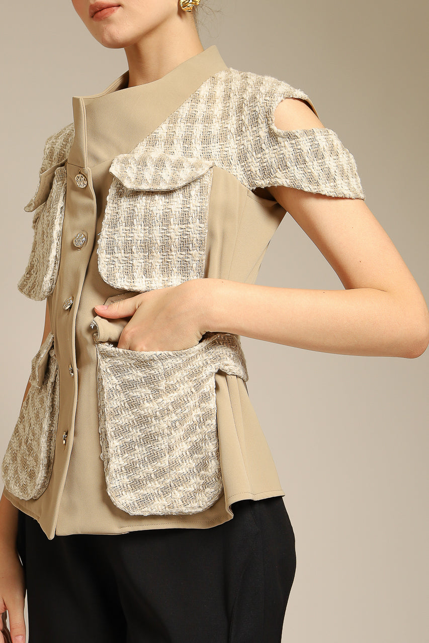 Bloom et Champs Pocket Tweed Blouse