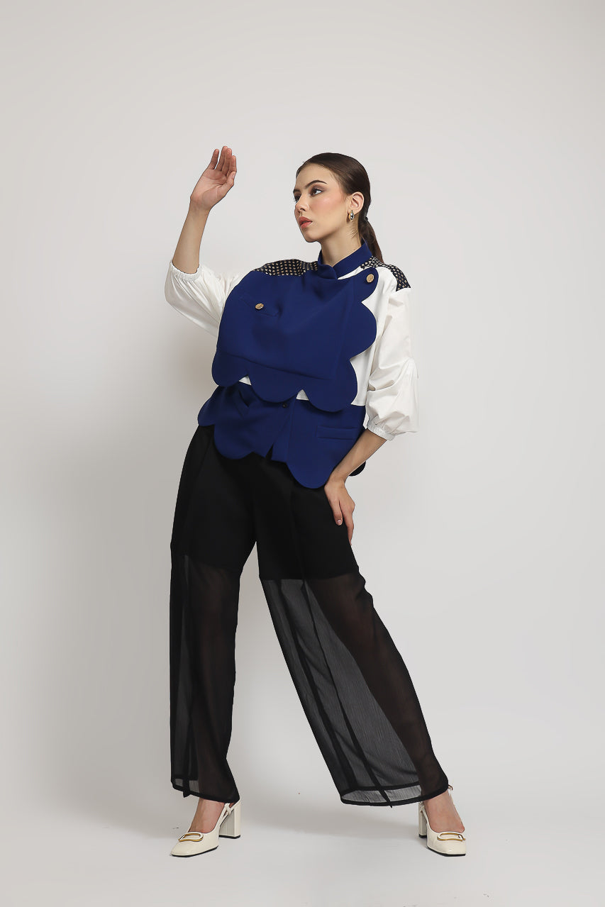 Bloom et Champs Kemeja Scalloped Blue Electric