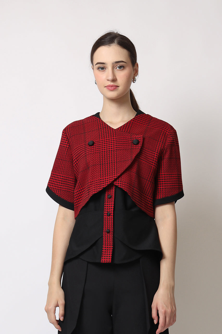 Bloom et Champs Collins Blouse Red Checkered