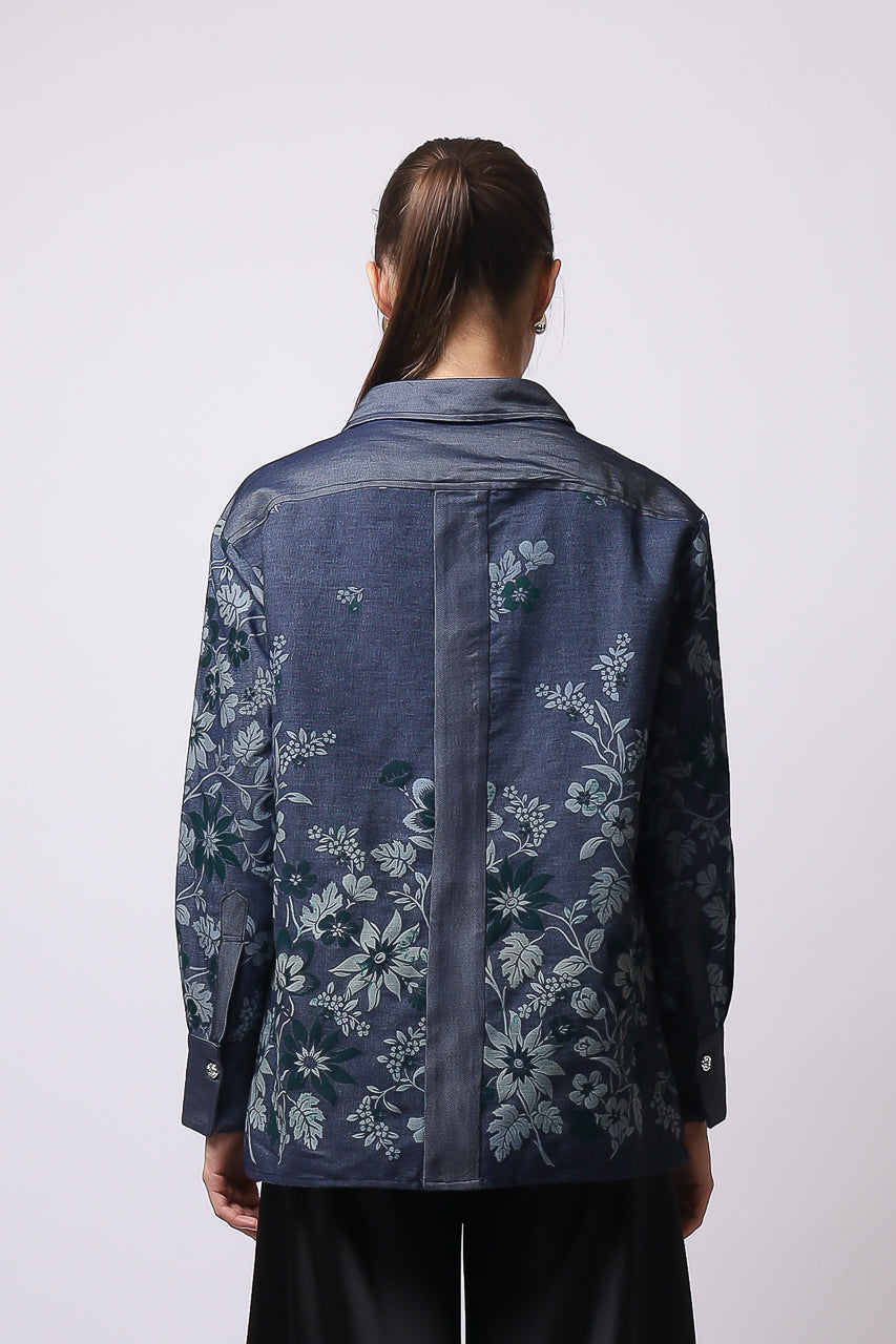 Bloom et Champs Kemeja Denim Print/Flare Saten Pants