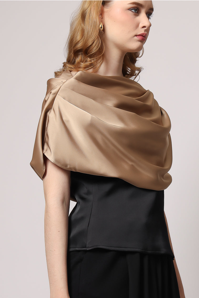 Bloom et Champs Top Kerah Ploi Coklat/ Celana Chiffon