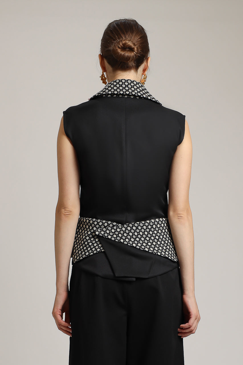Bloom et Champs Polka Tweed Collar Blouse