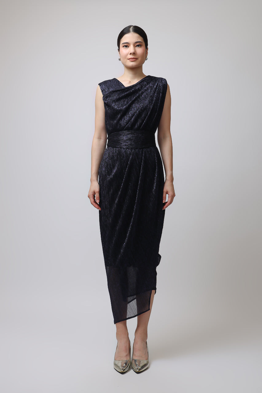 Bloom et Champs Silverish Dress in Blue Black