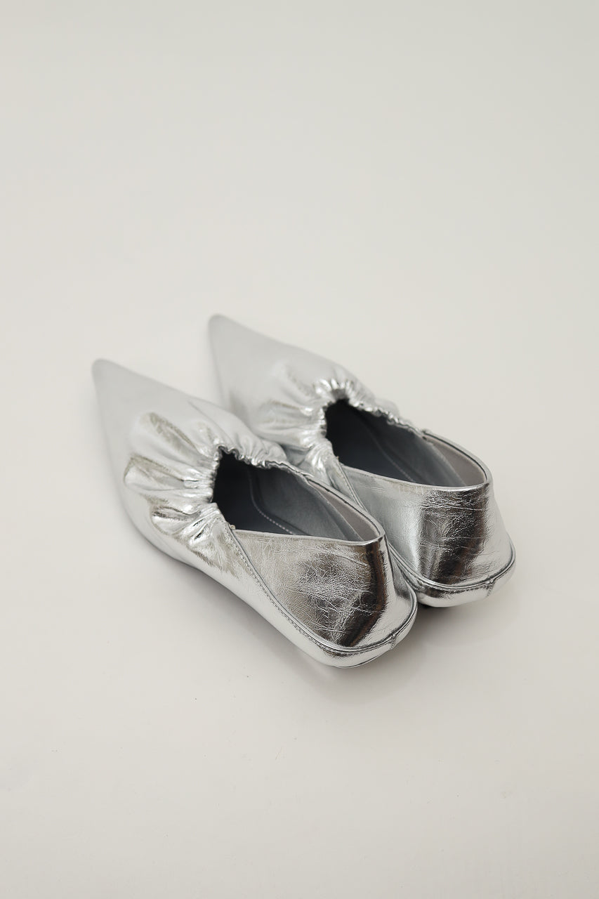 Bloom et Champs Silver Ruched Pointed Shoes
