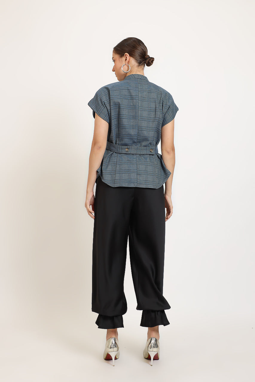 Bloom et Champs Safari Checkered Sky Blue Top