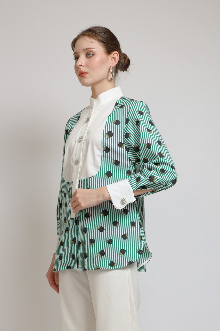 Bloom et Champs Kemeja Salur Hijau Pot of Gold