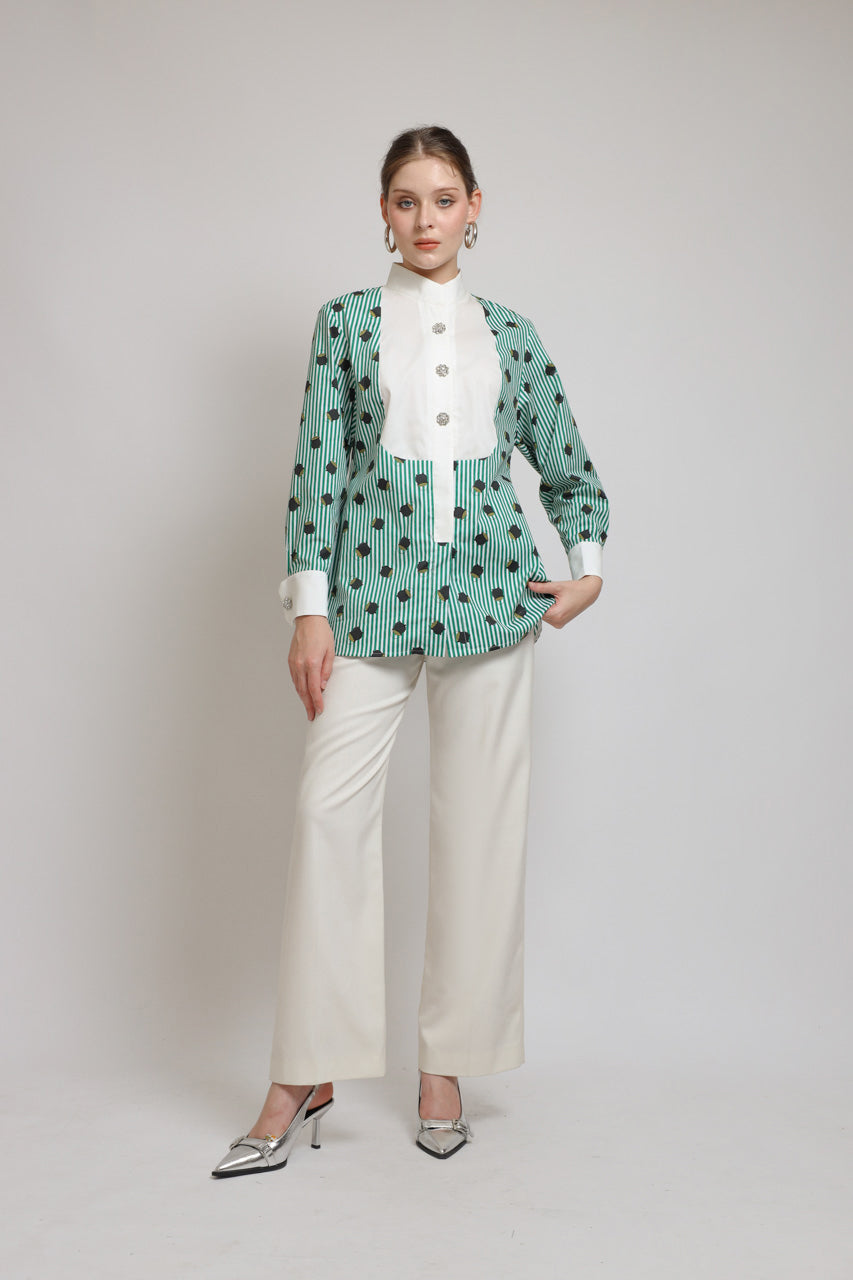 Bloom et Champs Kemeja Salur Hijau Pot of Gold