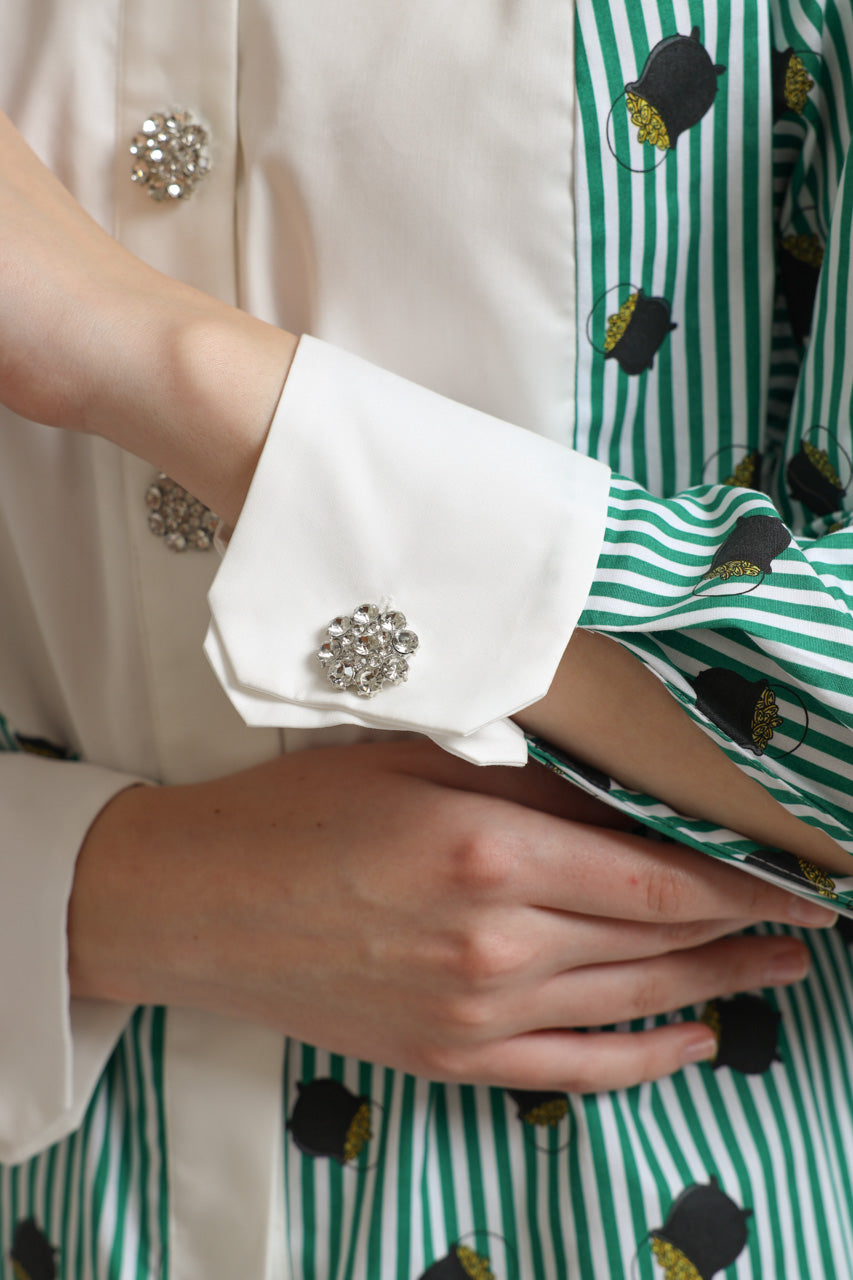 Bloom et Champs Kemeja Salur Hijau Pot of Gold