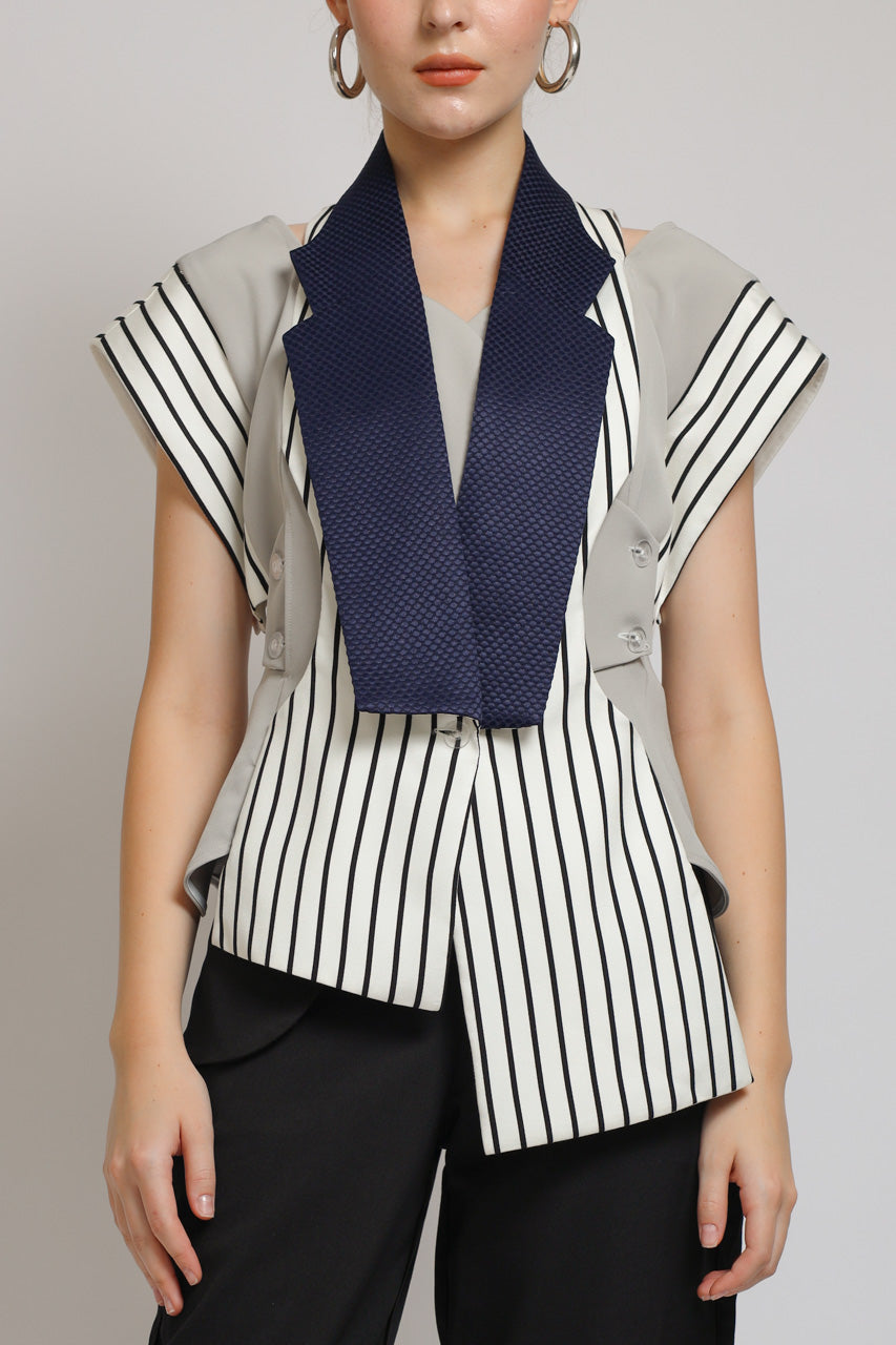 Bloom et Champs Vest Stripe Navy Monochrome