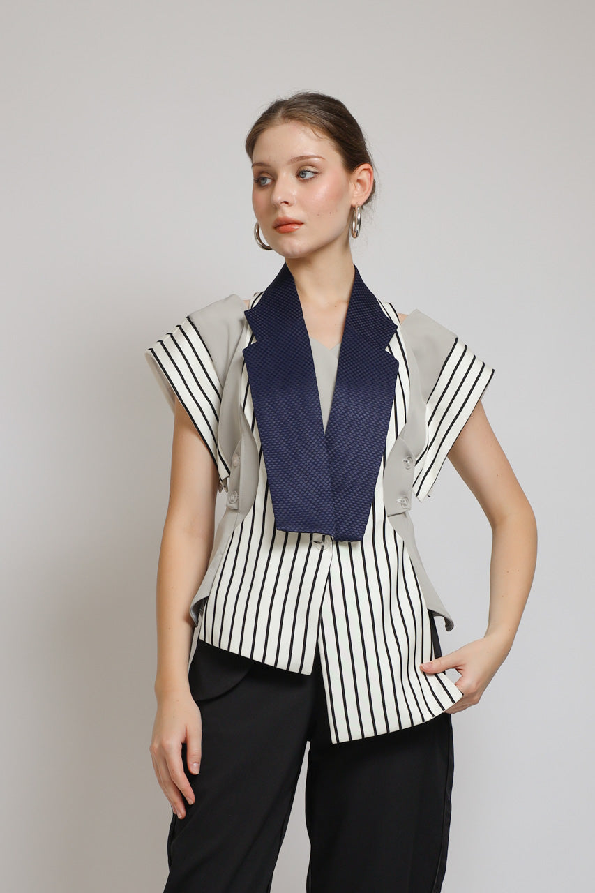 Bloom et Champs Vest Stripe Navy Monochrome