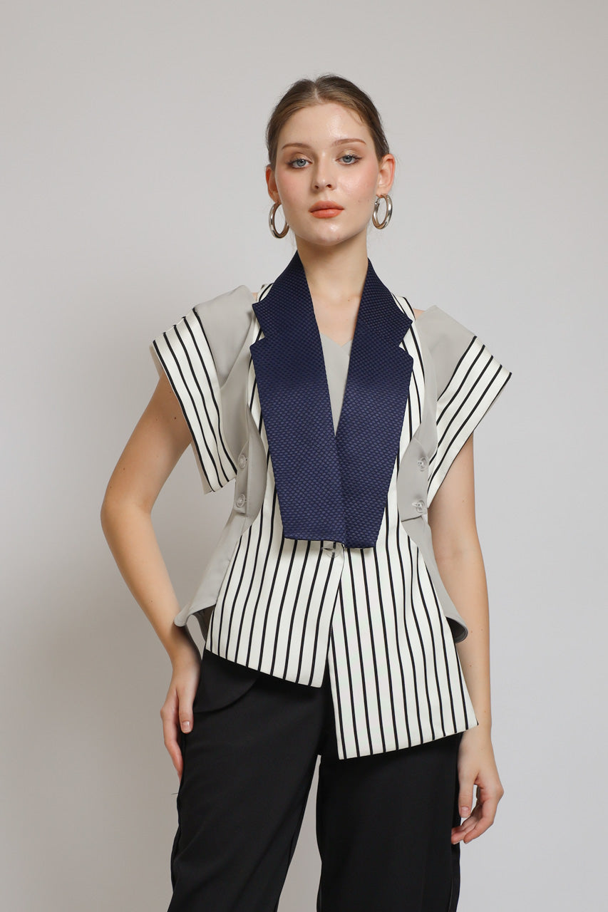 Bloom et Champs Vest Stripe Navy Monochrome
