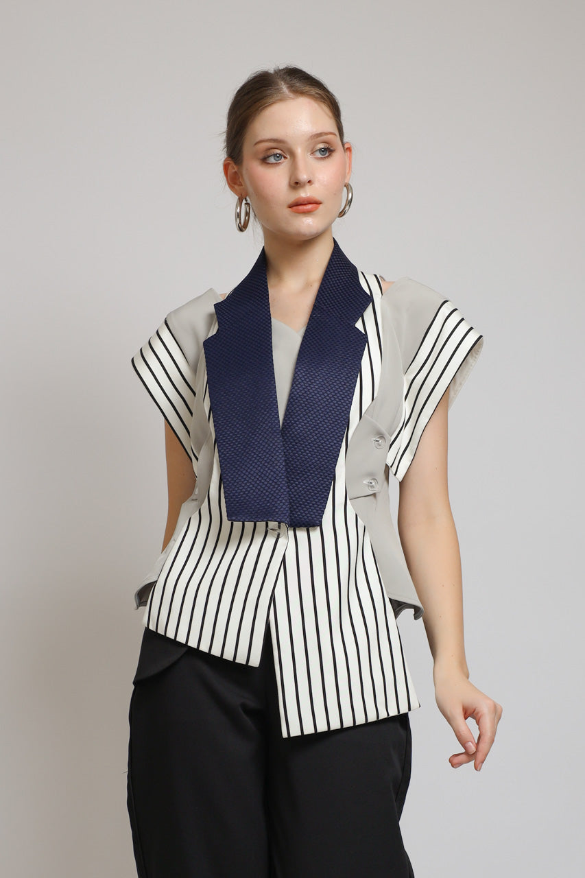 Bloom et Champs Vest Stripe Navy Monochrome