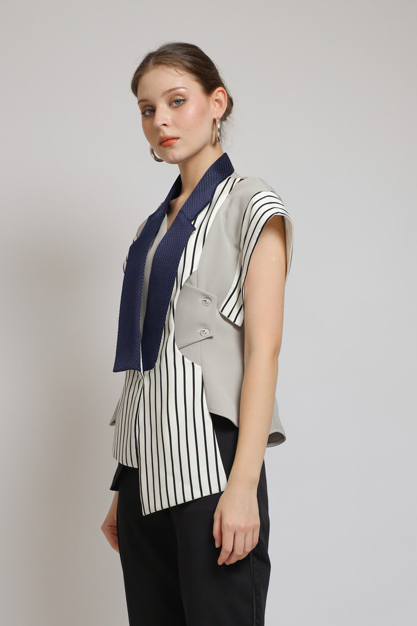 Bloom et Champs Vest Stripe Navy Monochrome