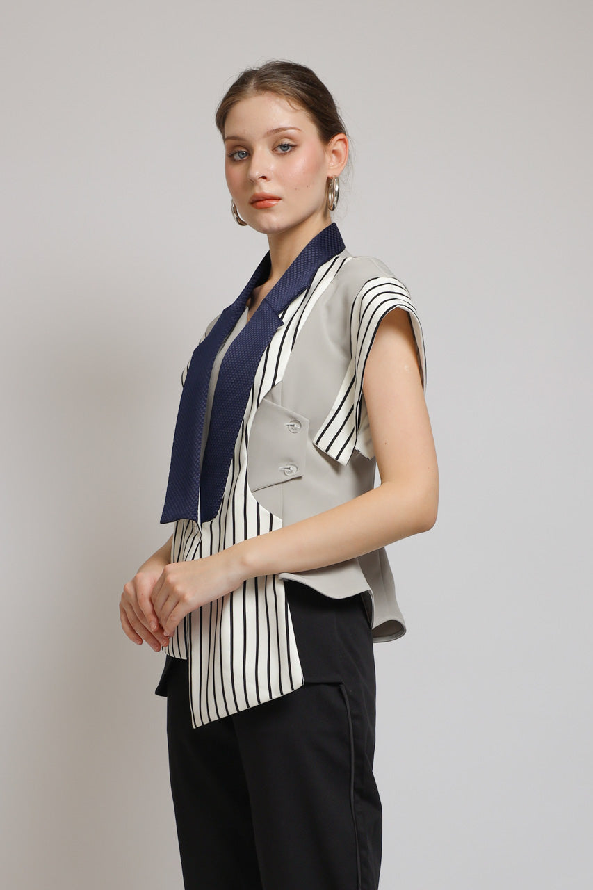 Bloom et Champs Vest Stripe Navy Monochrome
