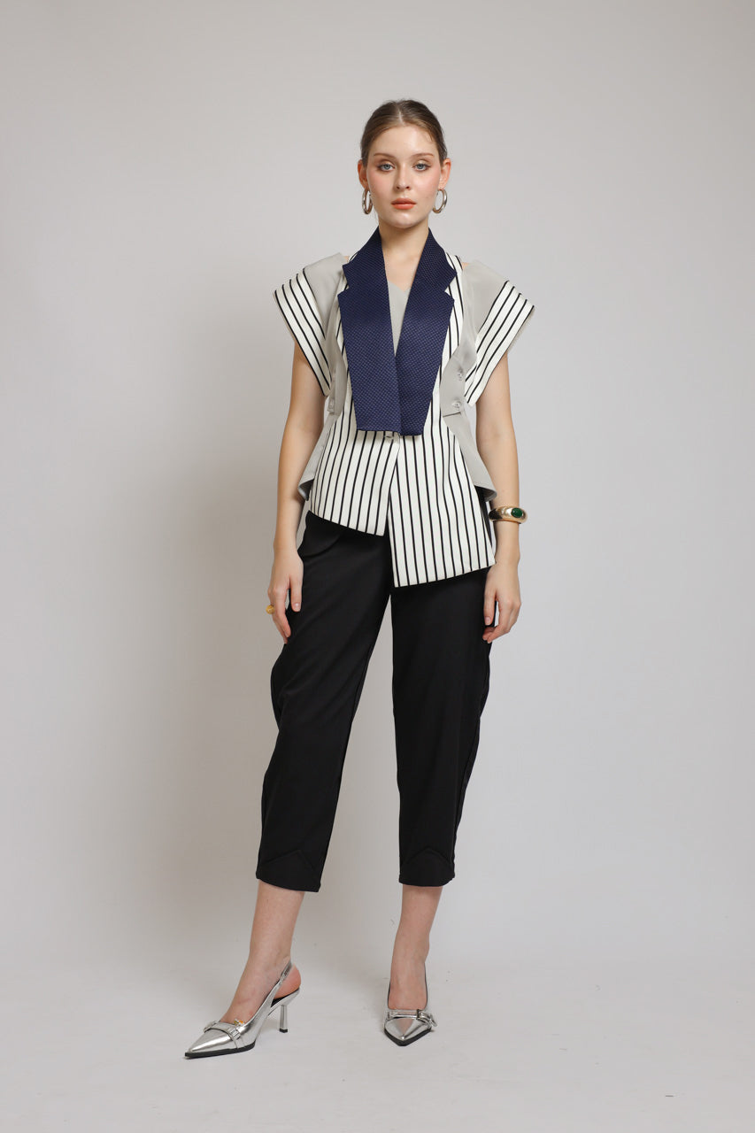 Bloom et Champs Vest Stripe Navy Monochrome