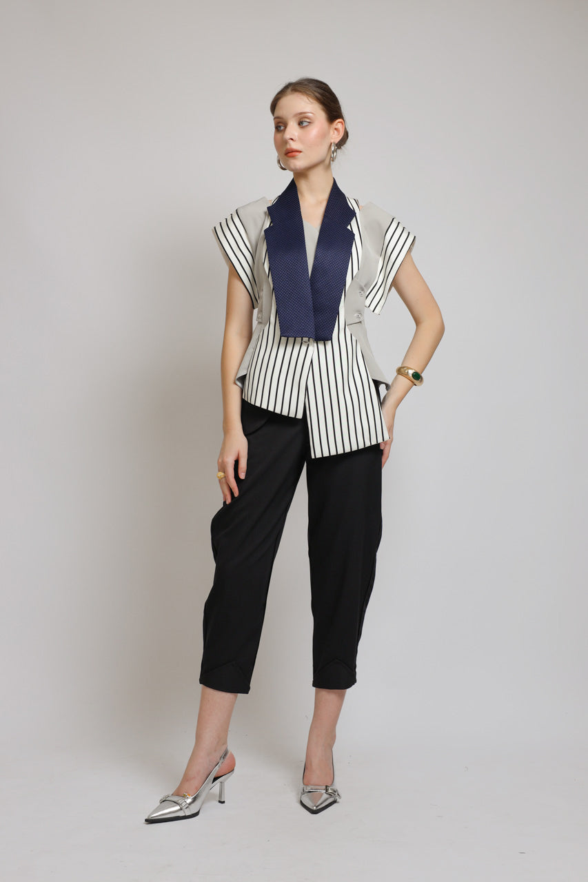 Bloom et Champs Vest Stripe Navy Monochrome