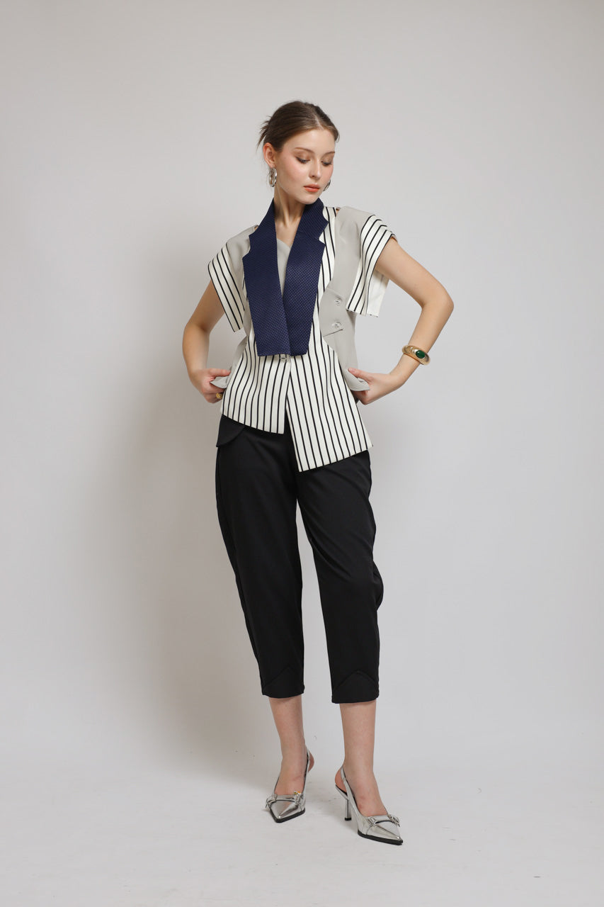 Bloom et Champs Vest Stripe Navy Monochrome