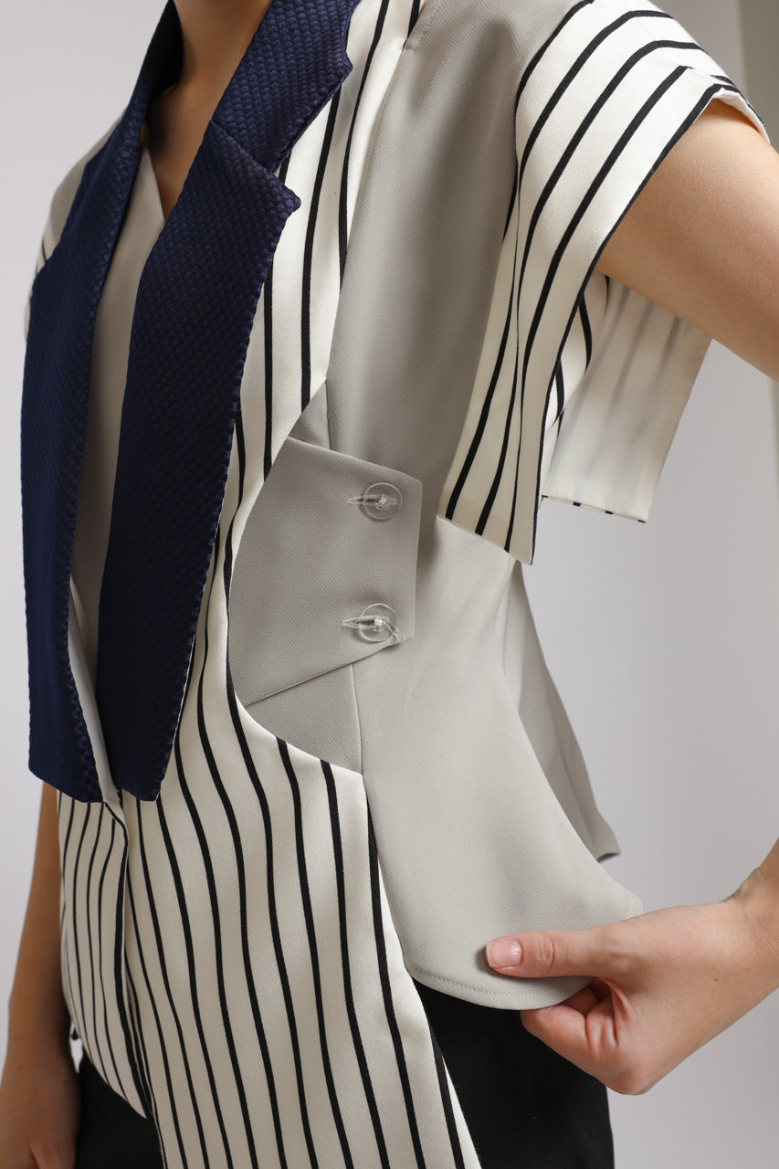 Bloom et Champs Vest Stripe Navy Monochrome