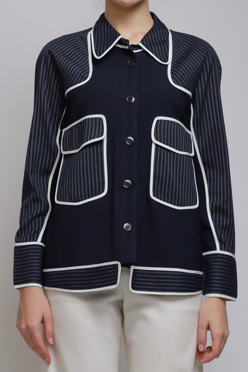 Bloom et Champs Kemeja Salur Navy
