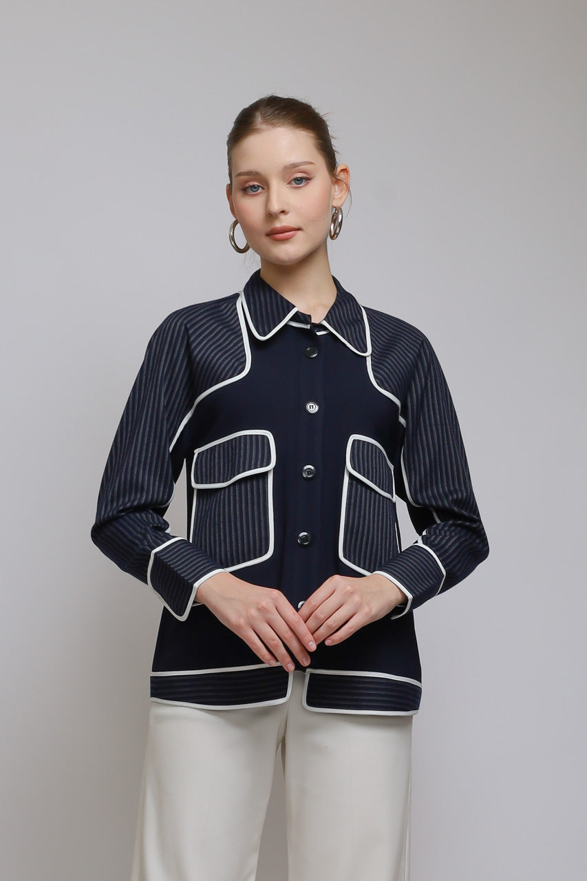 Bloom et Champs Kemeja Salur Navy