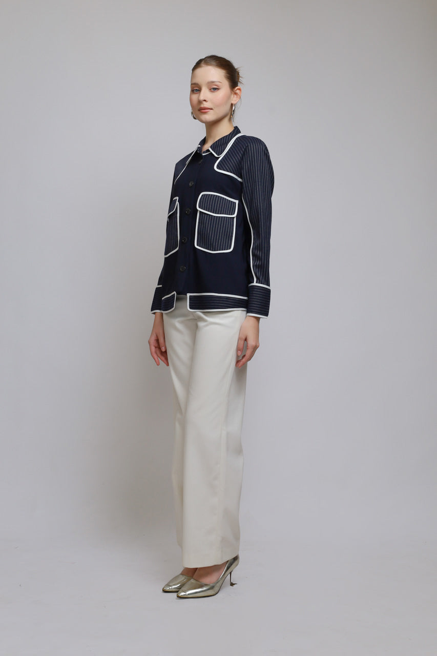 Bloom et Champs Kemeja Salur Navy