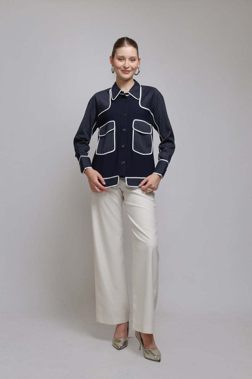 Bloom et Champs Kemeja Salur Navy