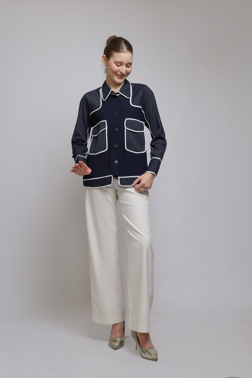 Bloom et Champs Kemeja Salur Navy
