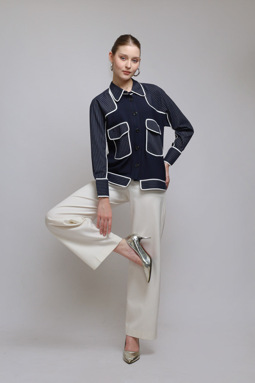 Bloom et Champs Kemeja Salur Navy