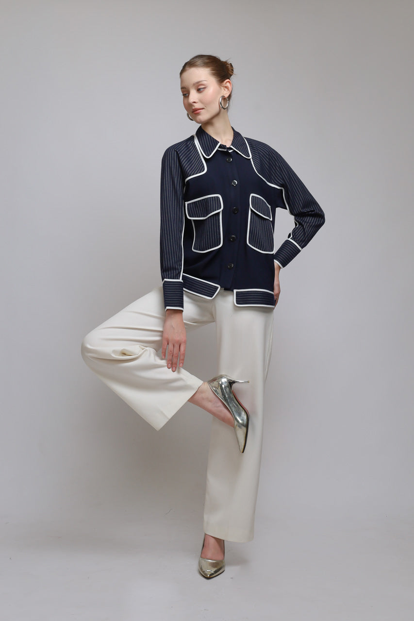 Bloom et Champs Kemeja Salur Navy