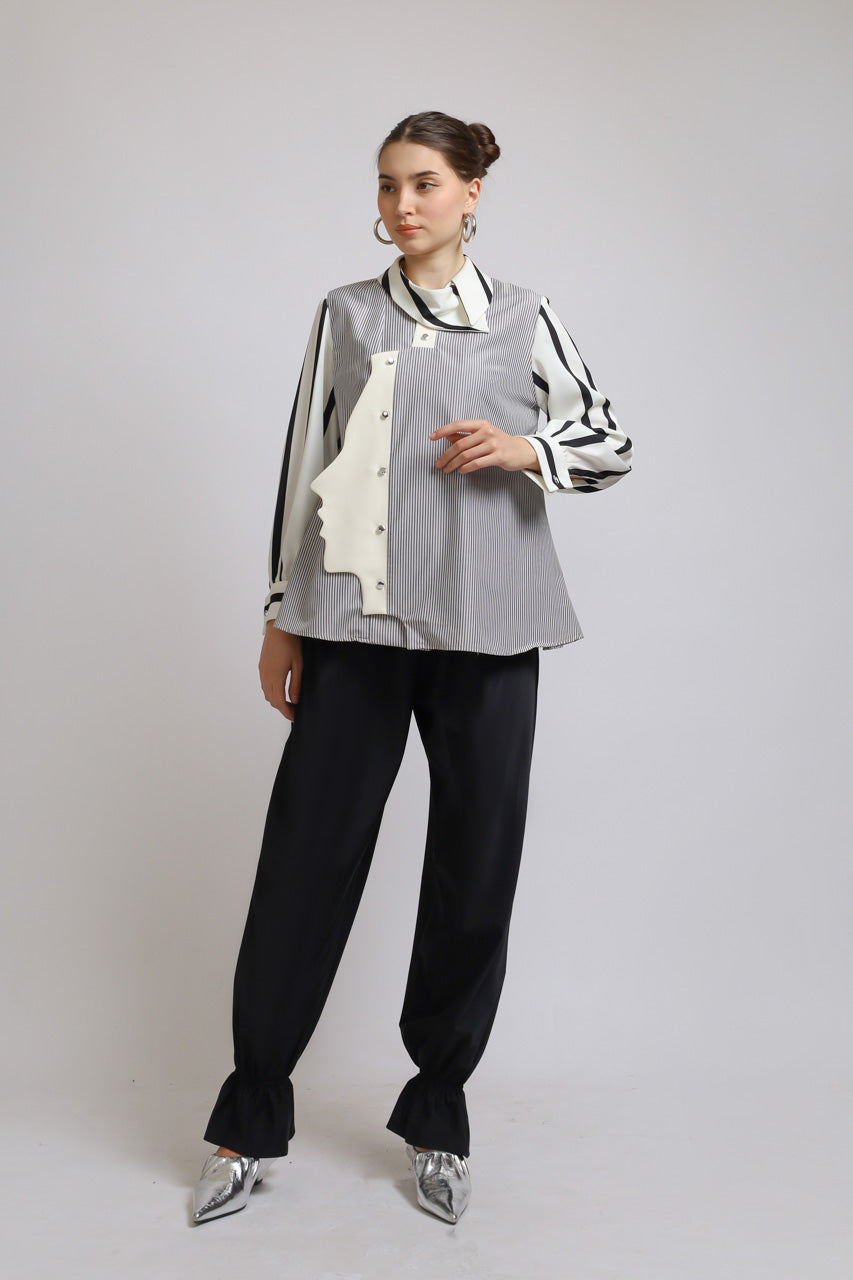 Bloom et Champs Long Sleeved FACED Shirt/Bloom Ruffle Hem Pants
