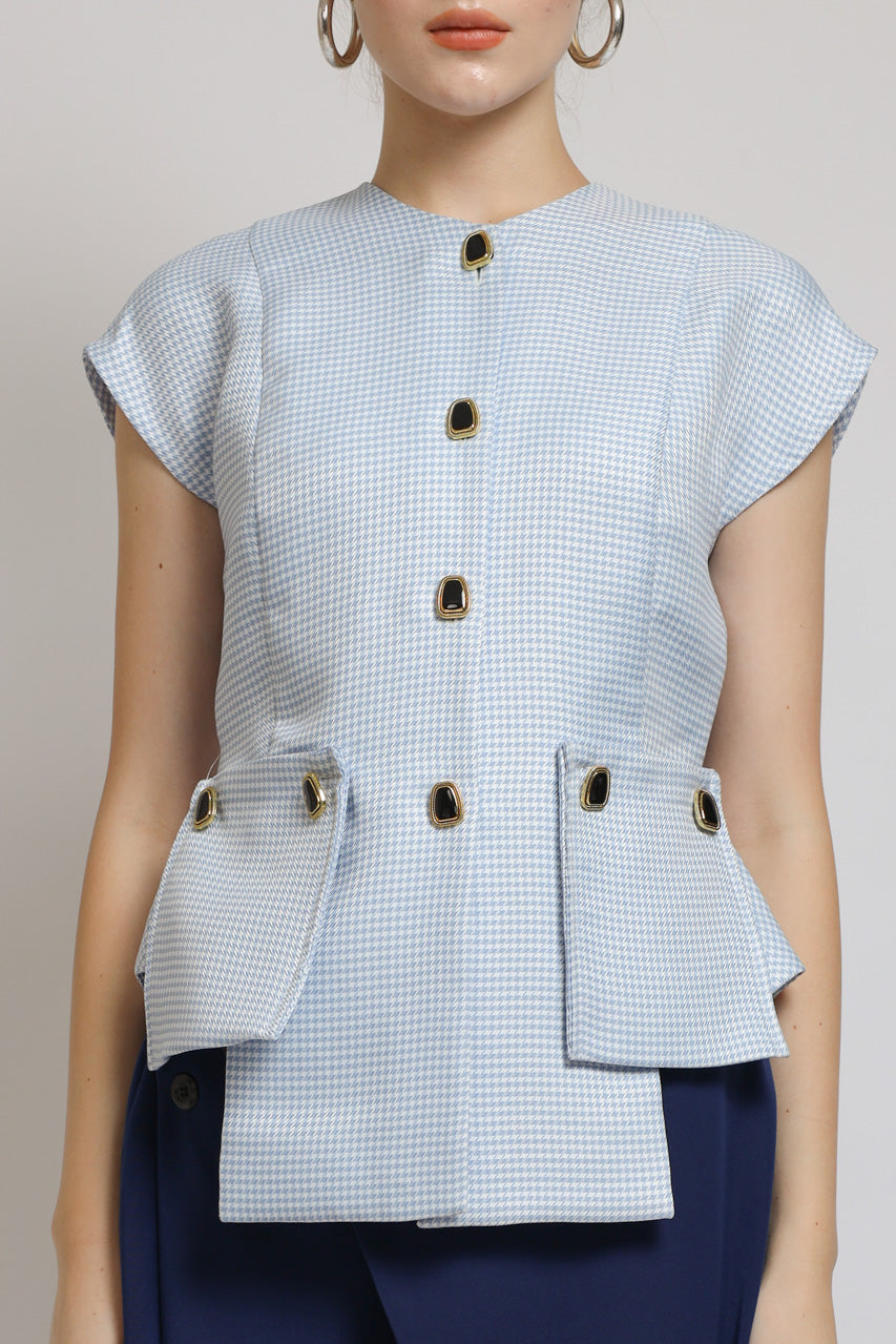 Bloom et Champs Baby Blue Checkered Blouse