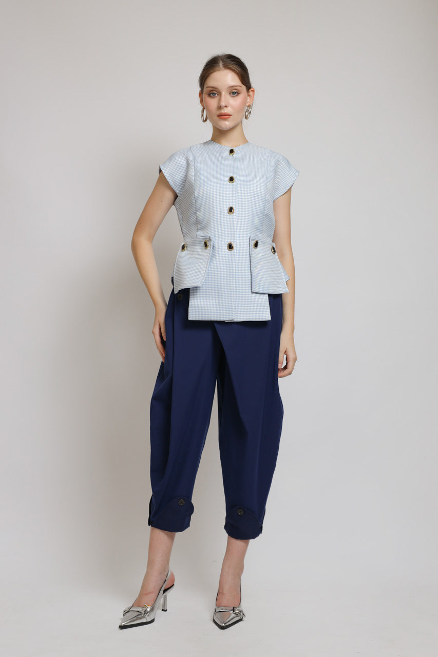 Bloom et Champs Baby Blue Checkered Blouse