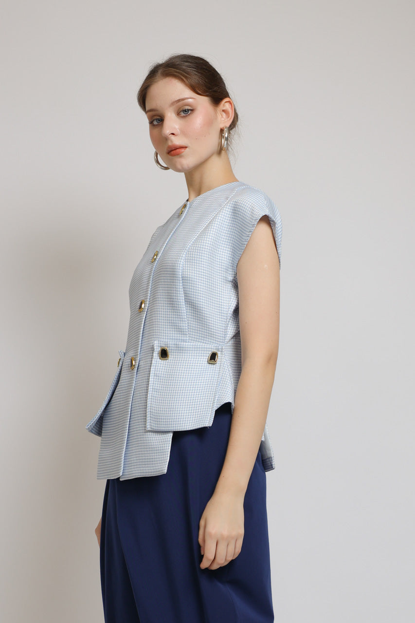 Bloom et Champs Baby Blue Checkered Blouse