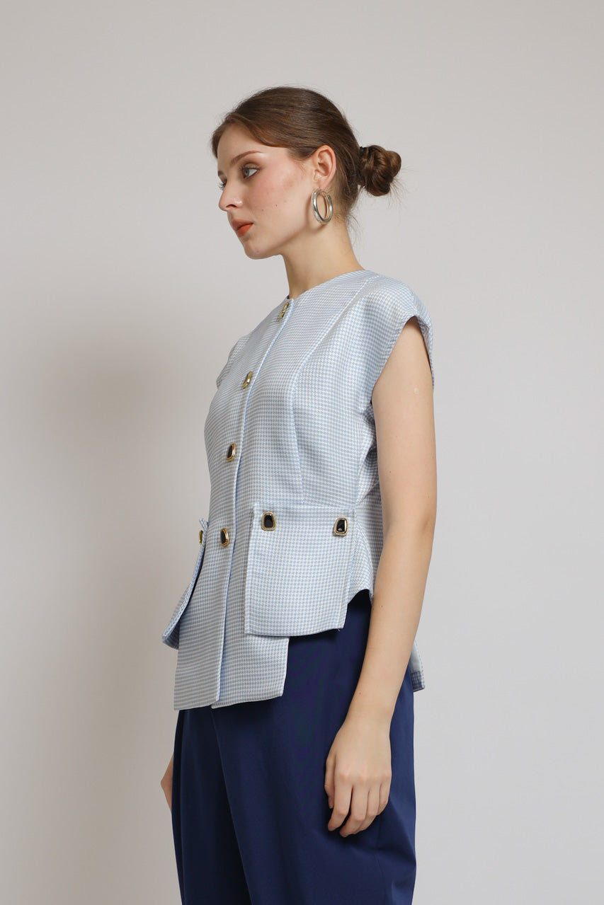 Bloom et Champs Baby Blue Checkered Blouse