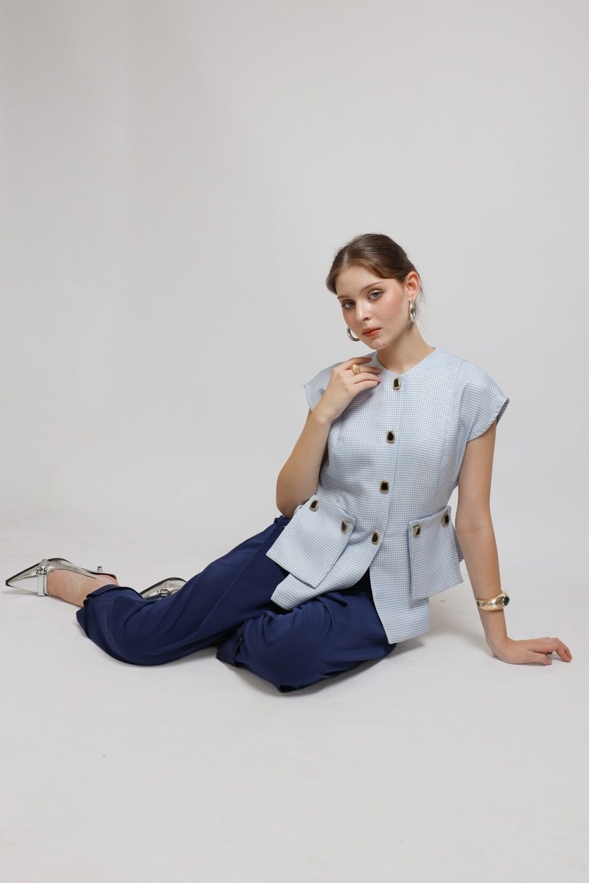 Bloom et Champs Baby Blue Checkered Blouse