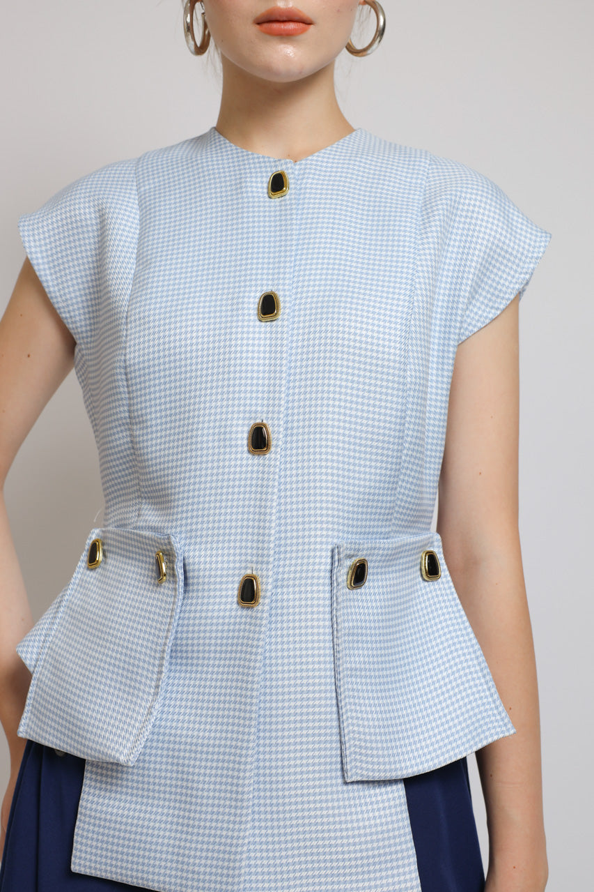 Bloom et Champs Baby Blue Checkered Blouse