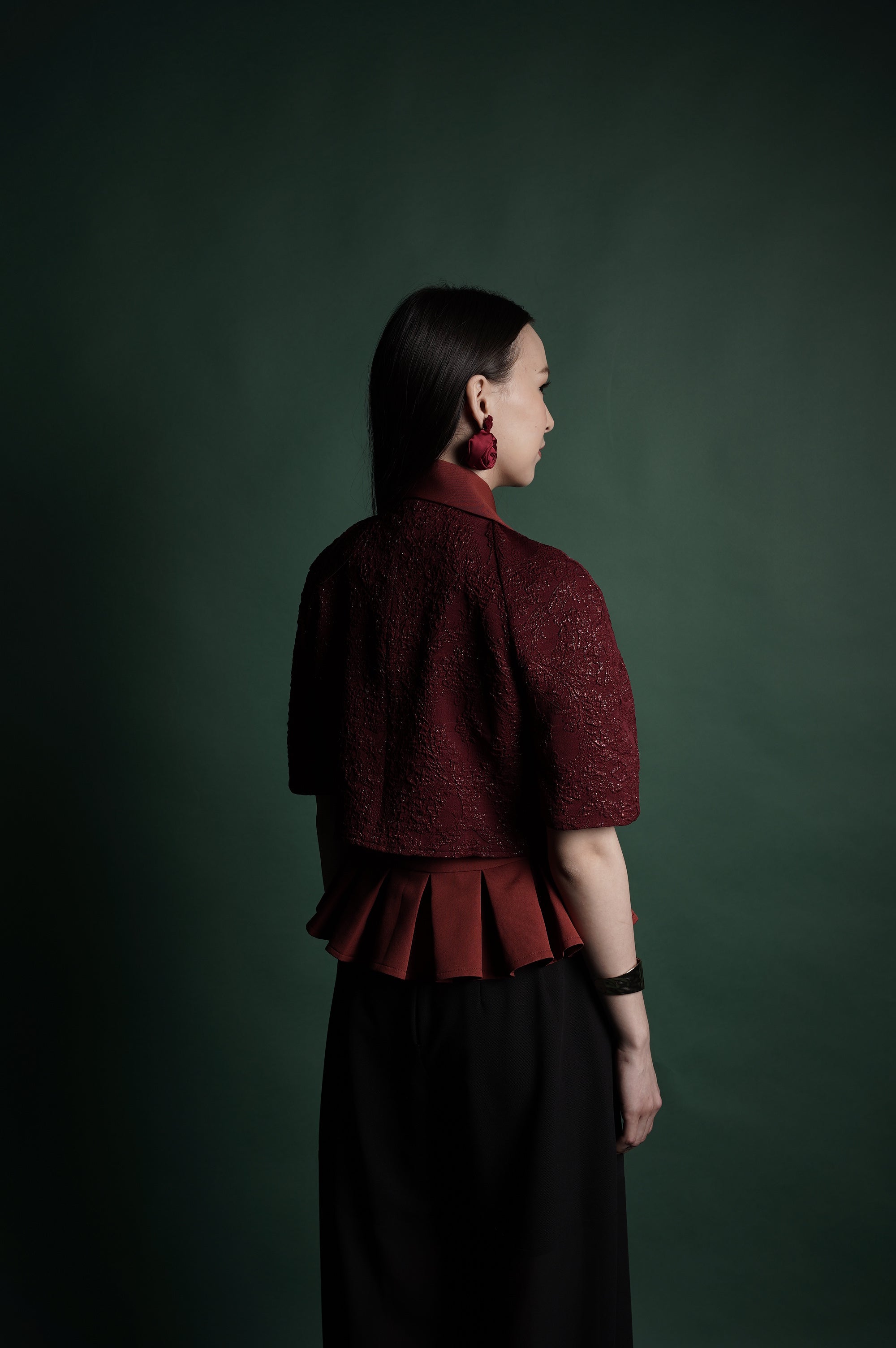 Bloom et Champs Maroon Inka Back Pleated Blouse/Alena Chiffon Pants