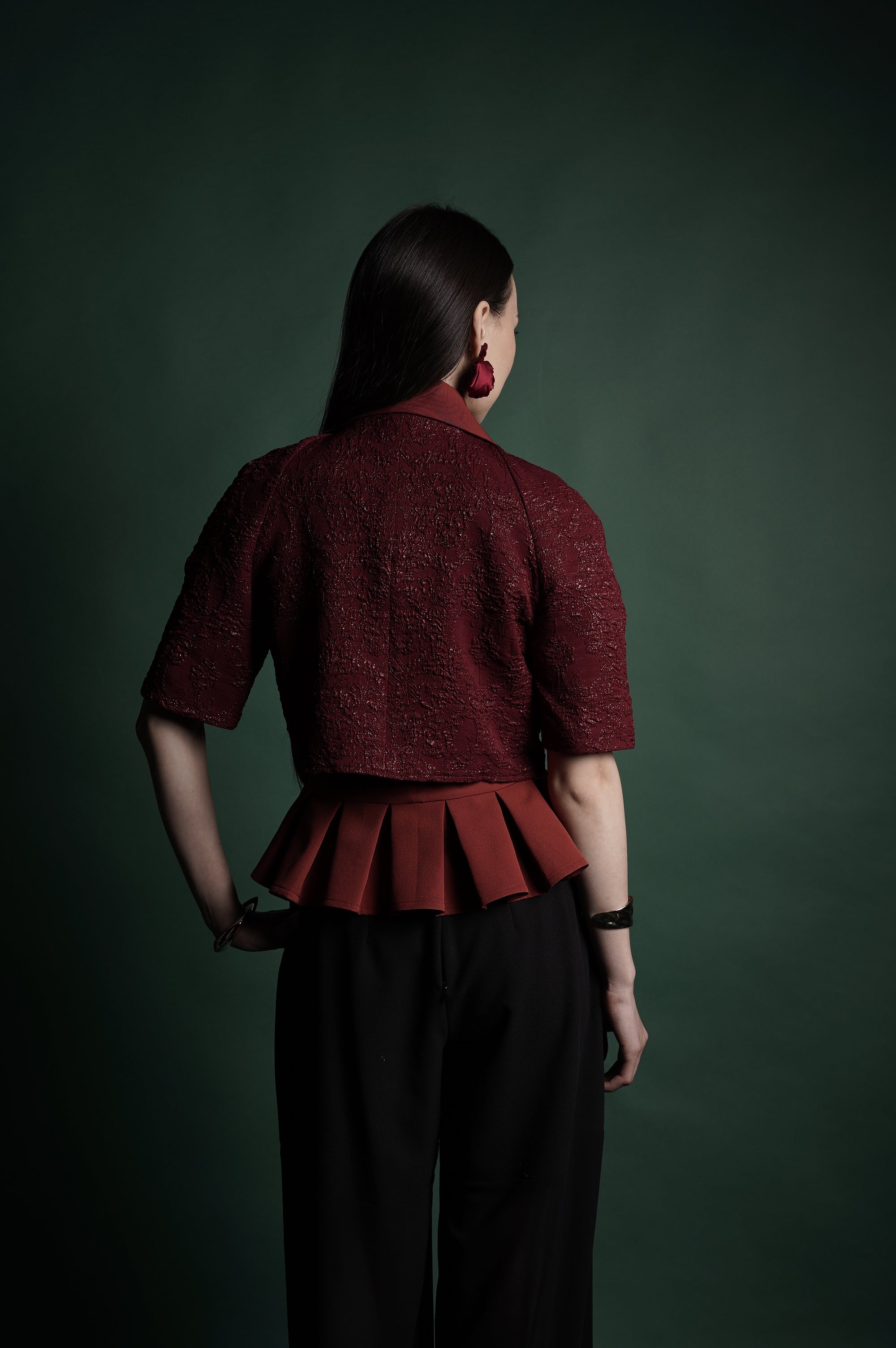 Bloom et Champs Maroon Inka Back Pleated Blouse/Alena Chiffon Pants