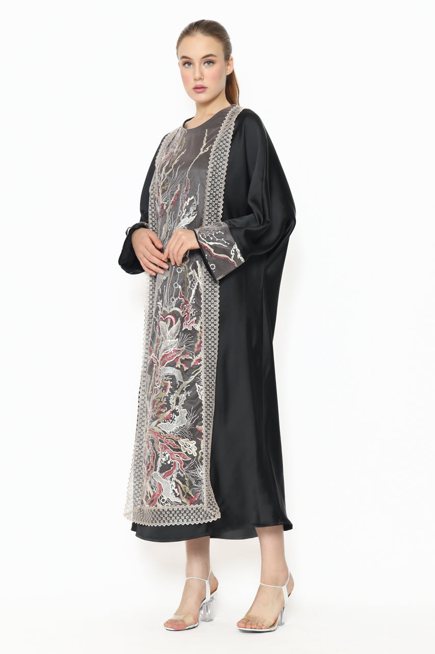 Bloom et Champs Dress Kaftan Kotak Hitam