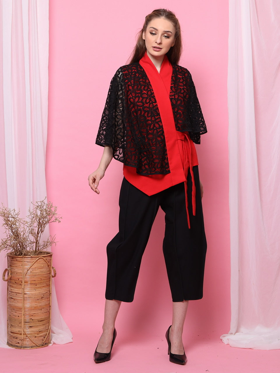 Top Kimono Merah Taslim