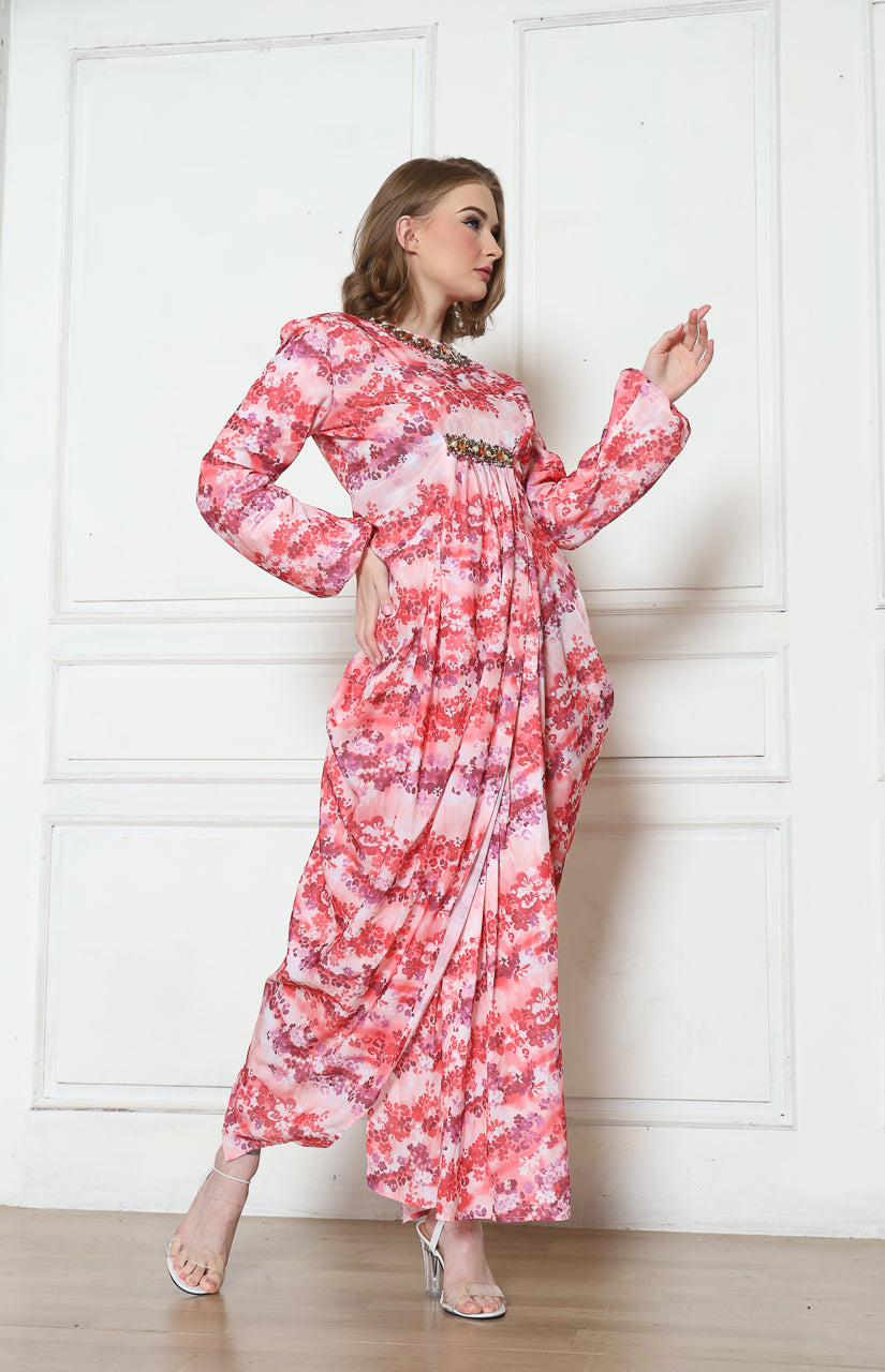 Bloom et Champs Dress Kaftan Bunga Pink