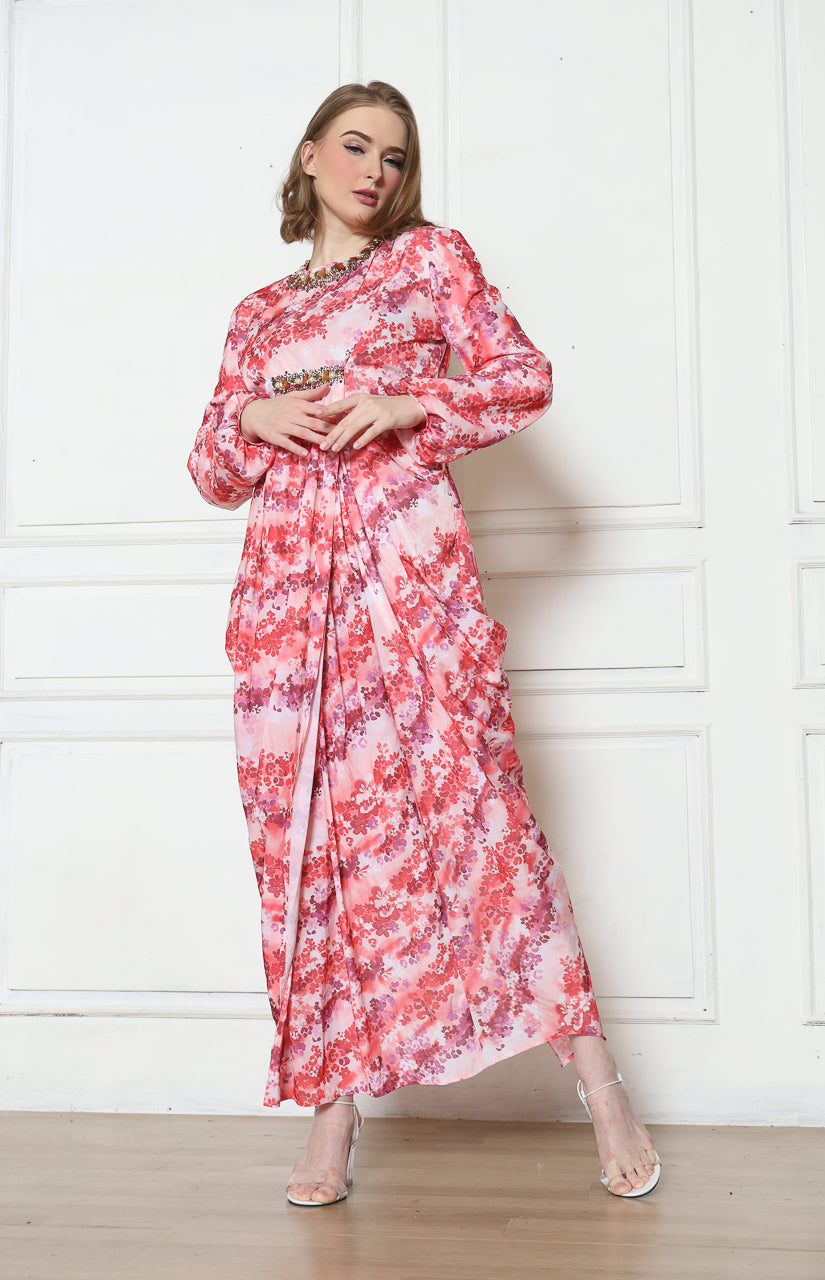 Bloom et Champs Dress Kaftan Bunga Pink