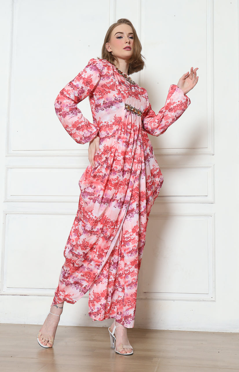 Bloom et Champs Dress Kaftan Bunga Pink