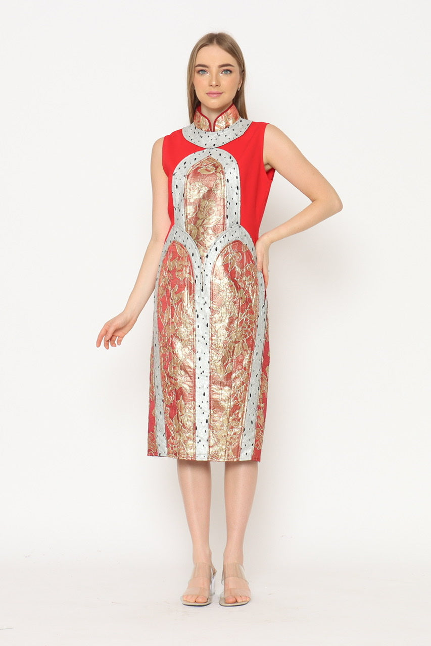 Bloom et Champs Dress Qipao Merah Sleeveless
