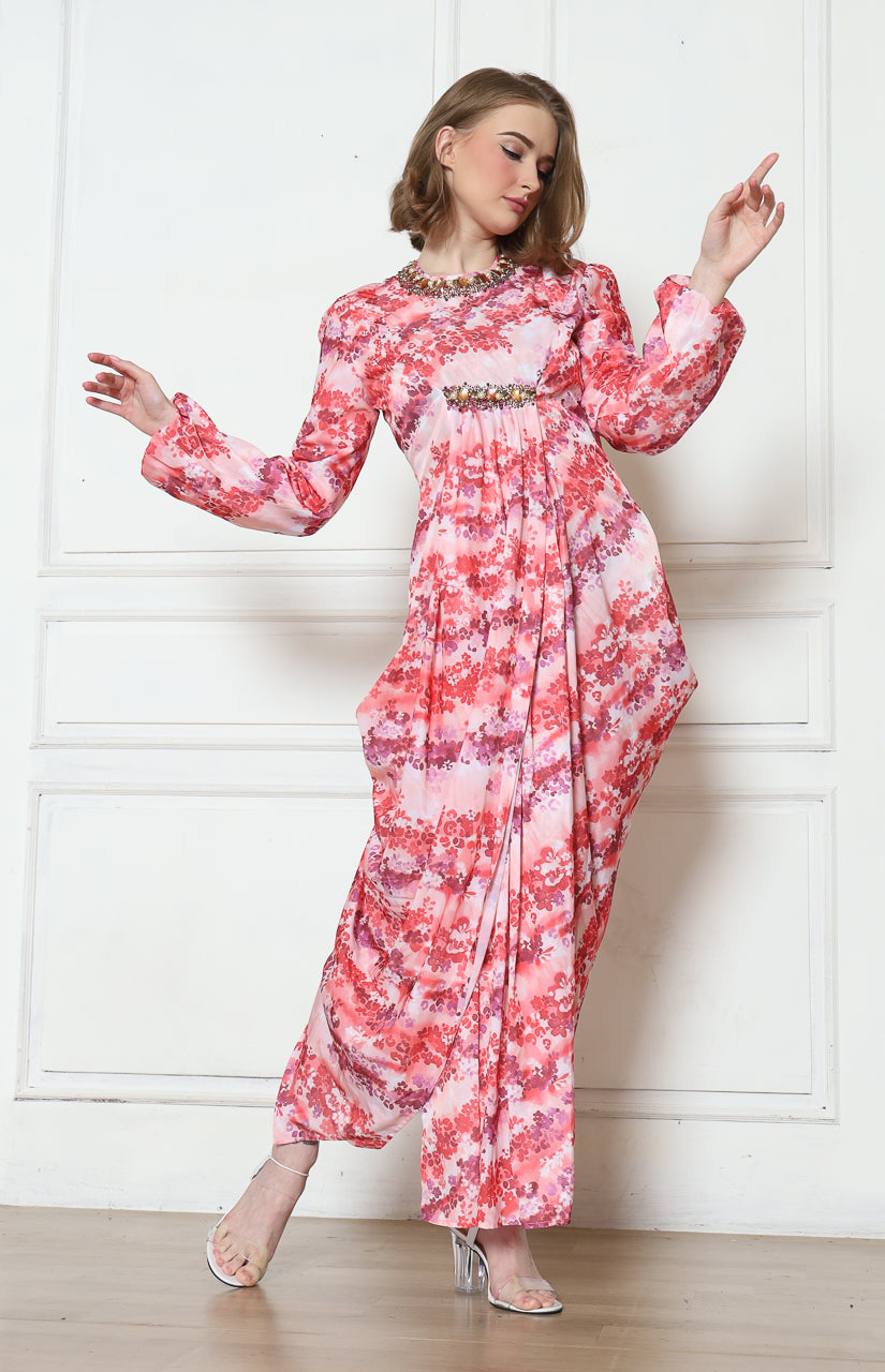 Bloom et Champs Dress Kaftan Bunga Pink