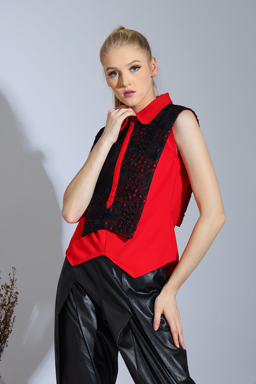 Kemeja Sleeveless Merah