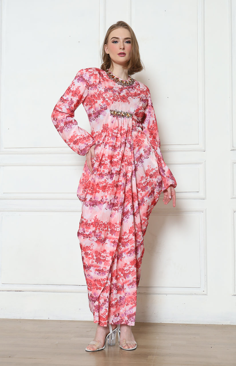 Bloom et Champs Dress Kaftan Bunga Pink