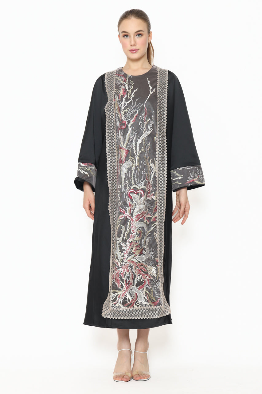 Bloom et Champs Dress Kaftan Kotak Hitam