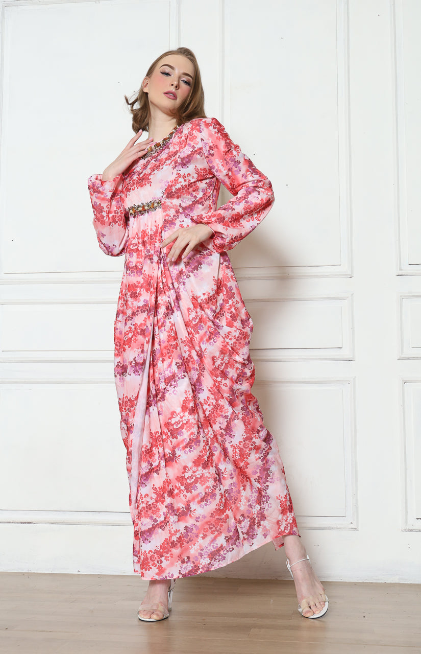 Bloom et Champs Dress Kaftan Bunga Pink