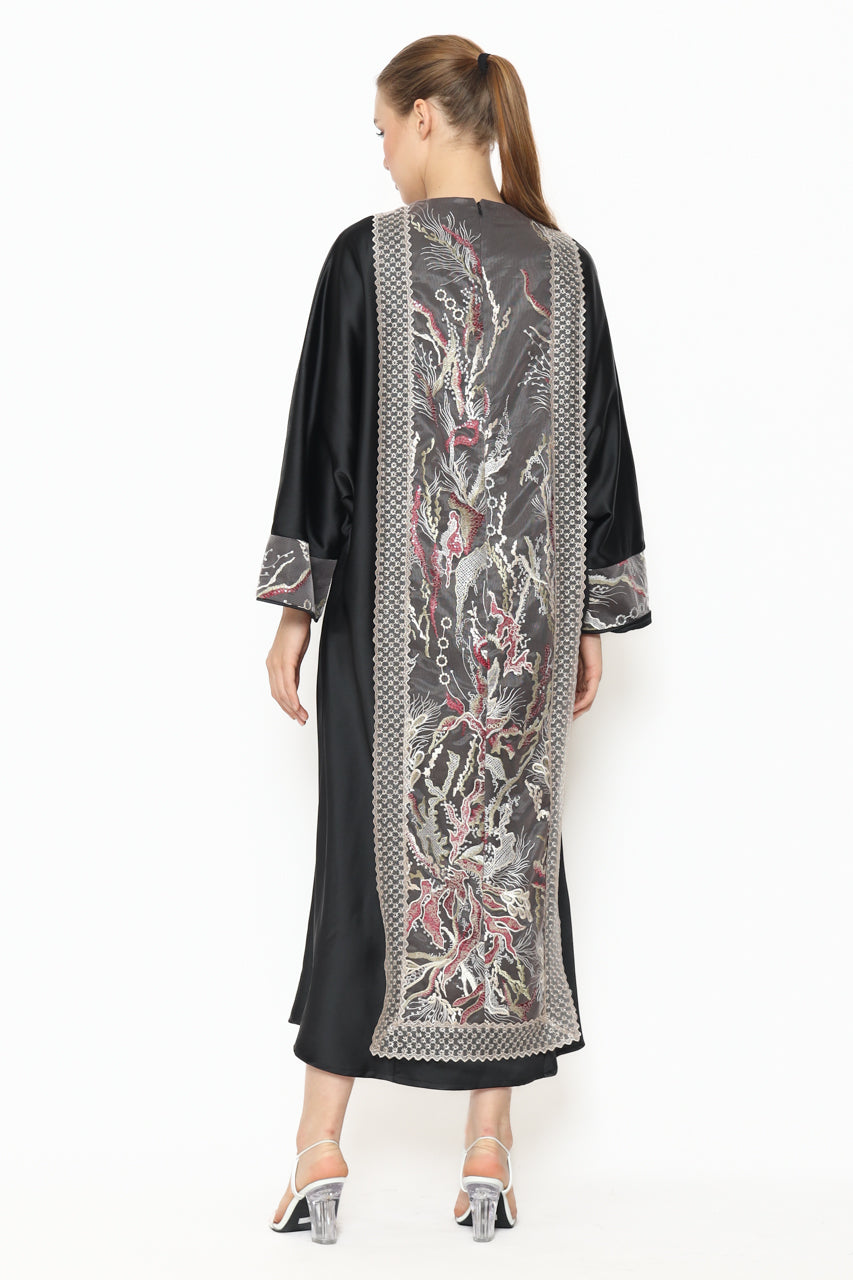 Bloom et Champs Dress Kaftan Kotak Hitam